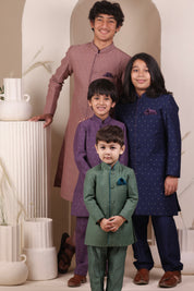 Navy Blue Moonga Achkan Set
