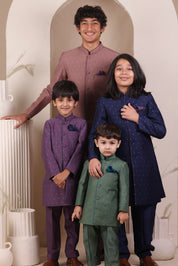 Purple Moonga Achkan Set