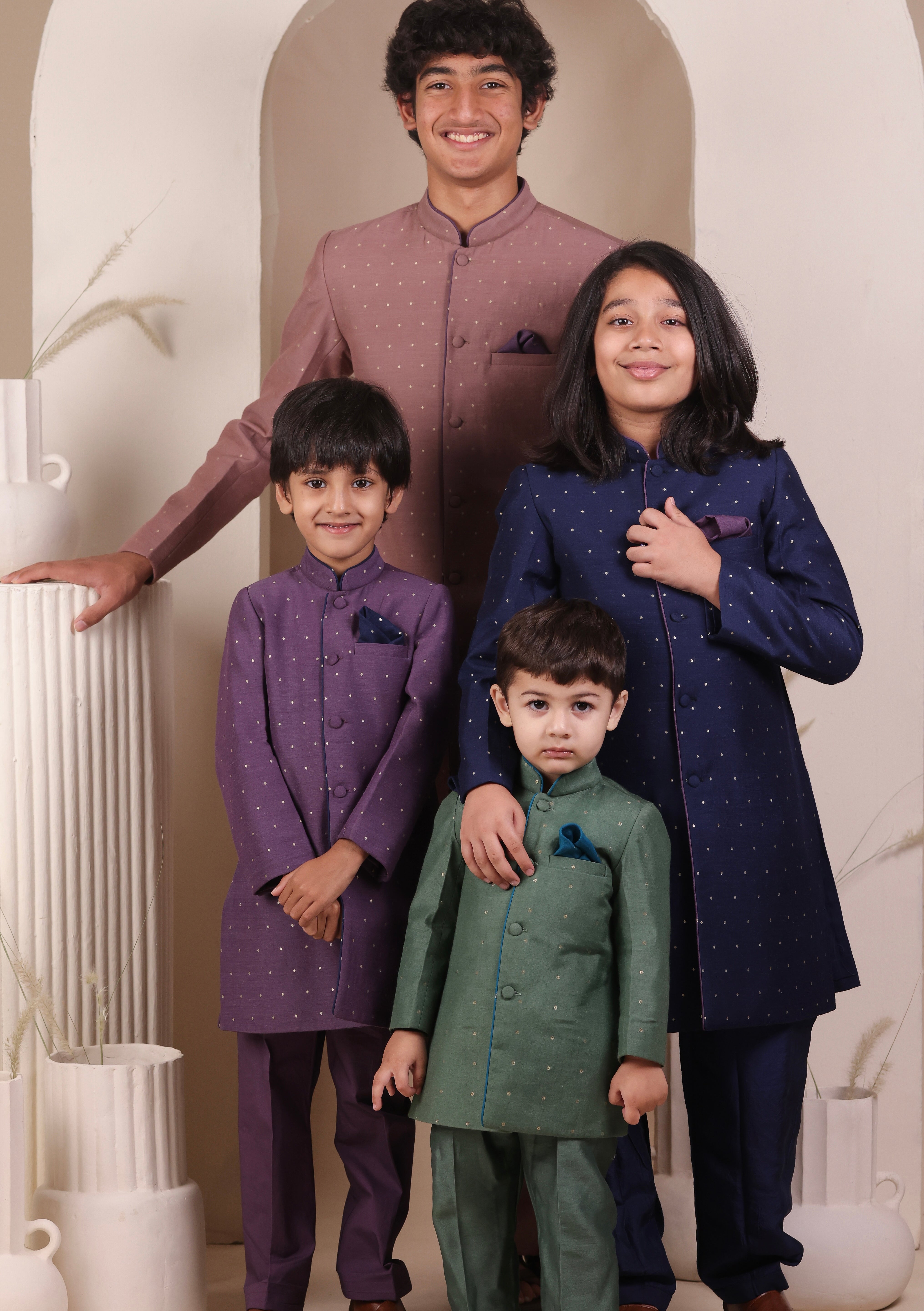 Purple Moonga Achkan Set
