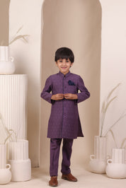 Purple Moonga Achkan Set
