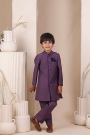 Purple Moonga Achkan Set