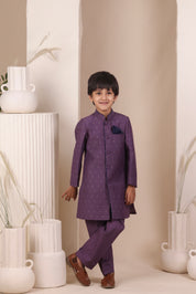 Purple Moonga Achkan Set