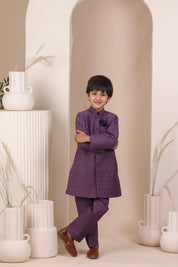 Purple Moonga Achkan Set