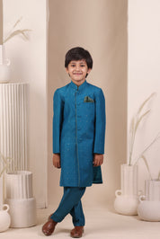 Turquoise Moonga Achkan Set