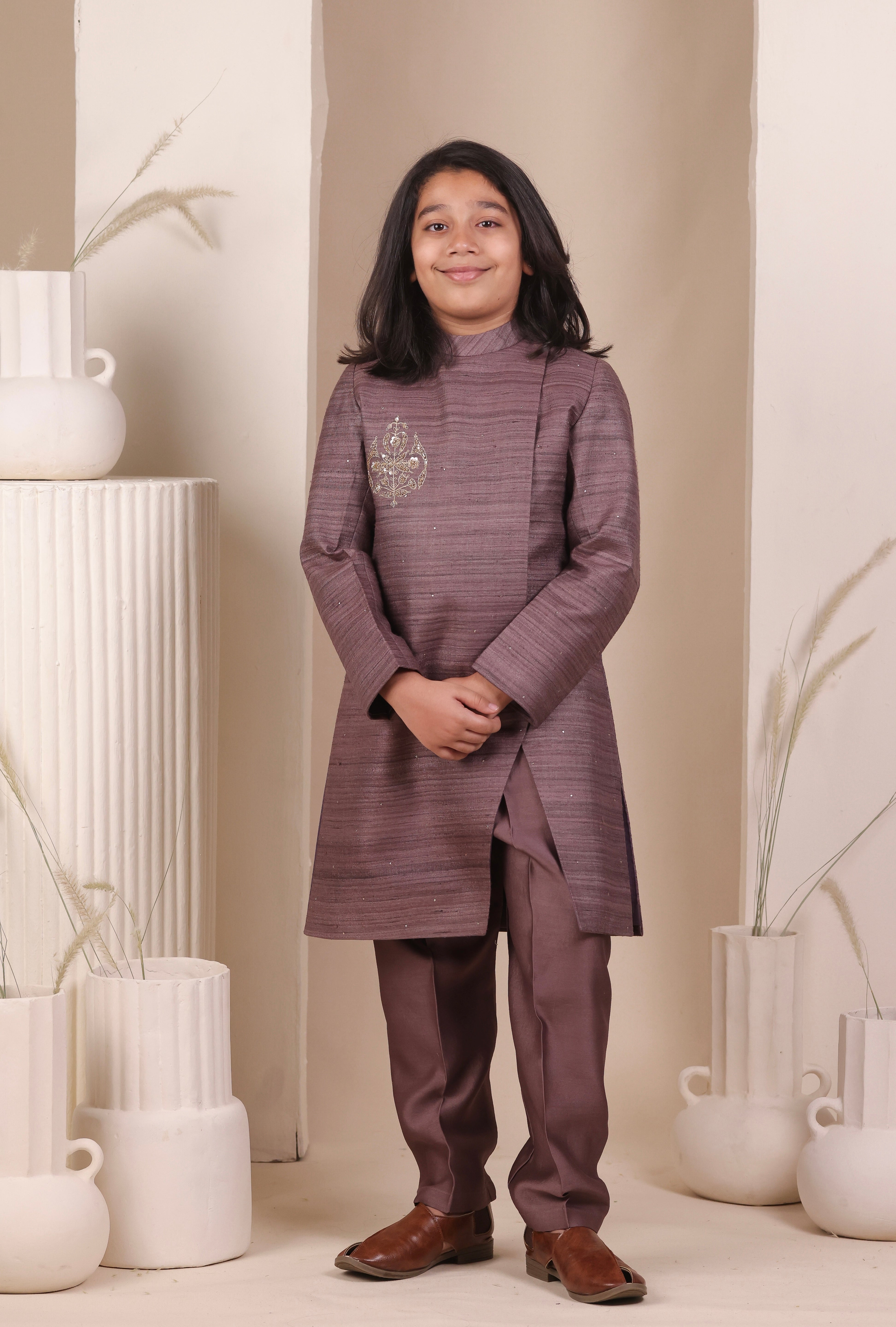 22c Grape Slit Achkan Set