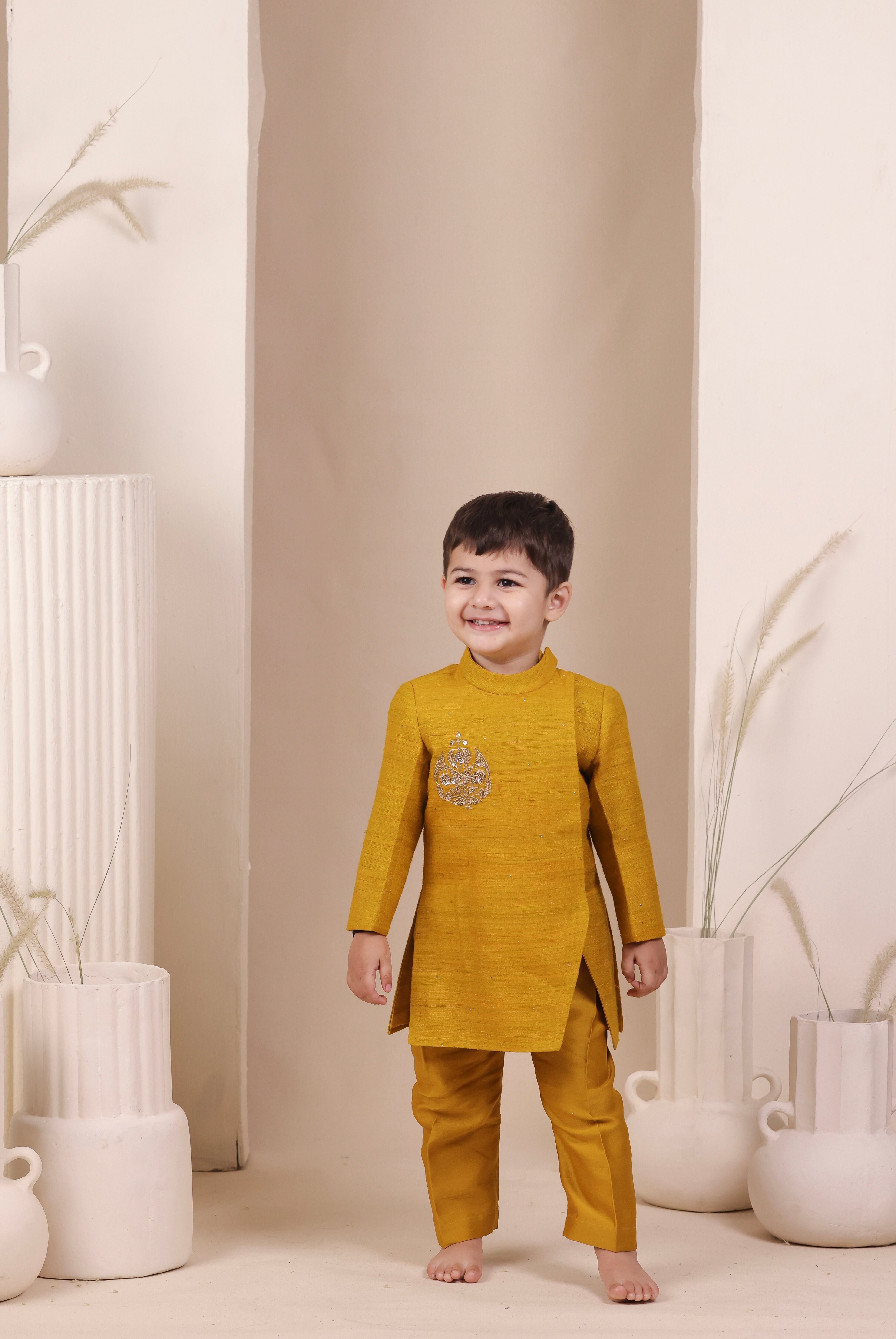 Amber Slit Achkan Set