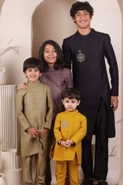 Olive Slit Achkan Set