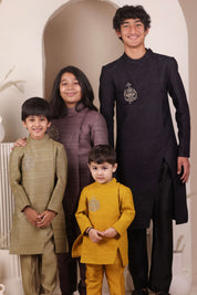 Olive Slit Achkan Set