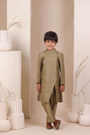 Olive Slit Achkan Set