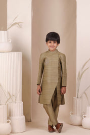 Olive Slit Achkan Set