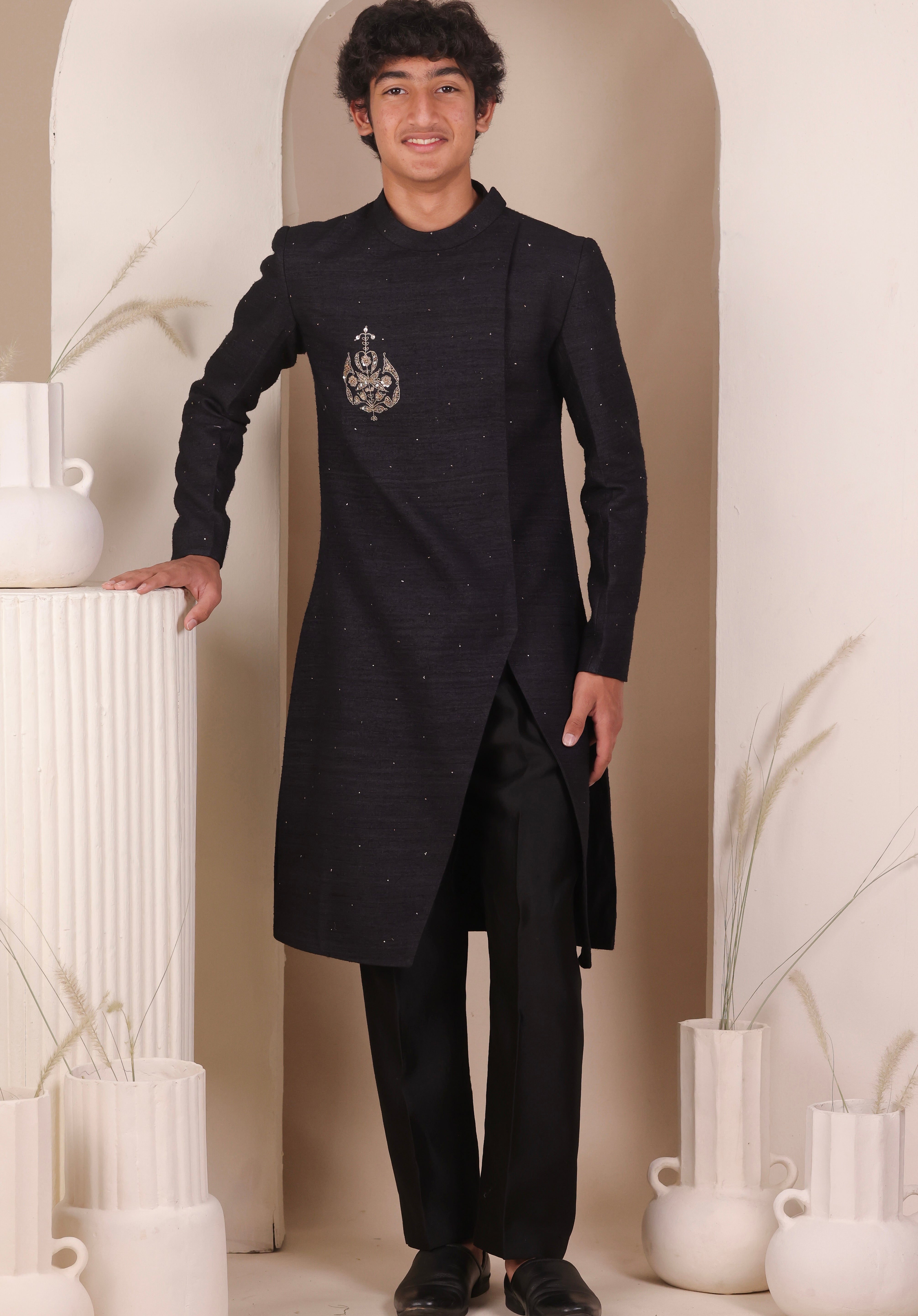 Shadow Slit Achkan Set