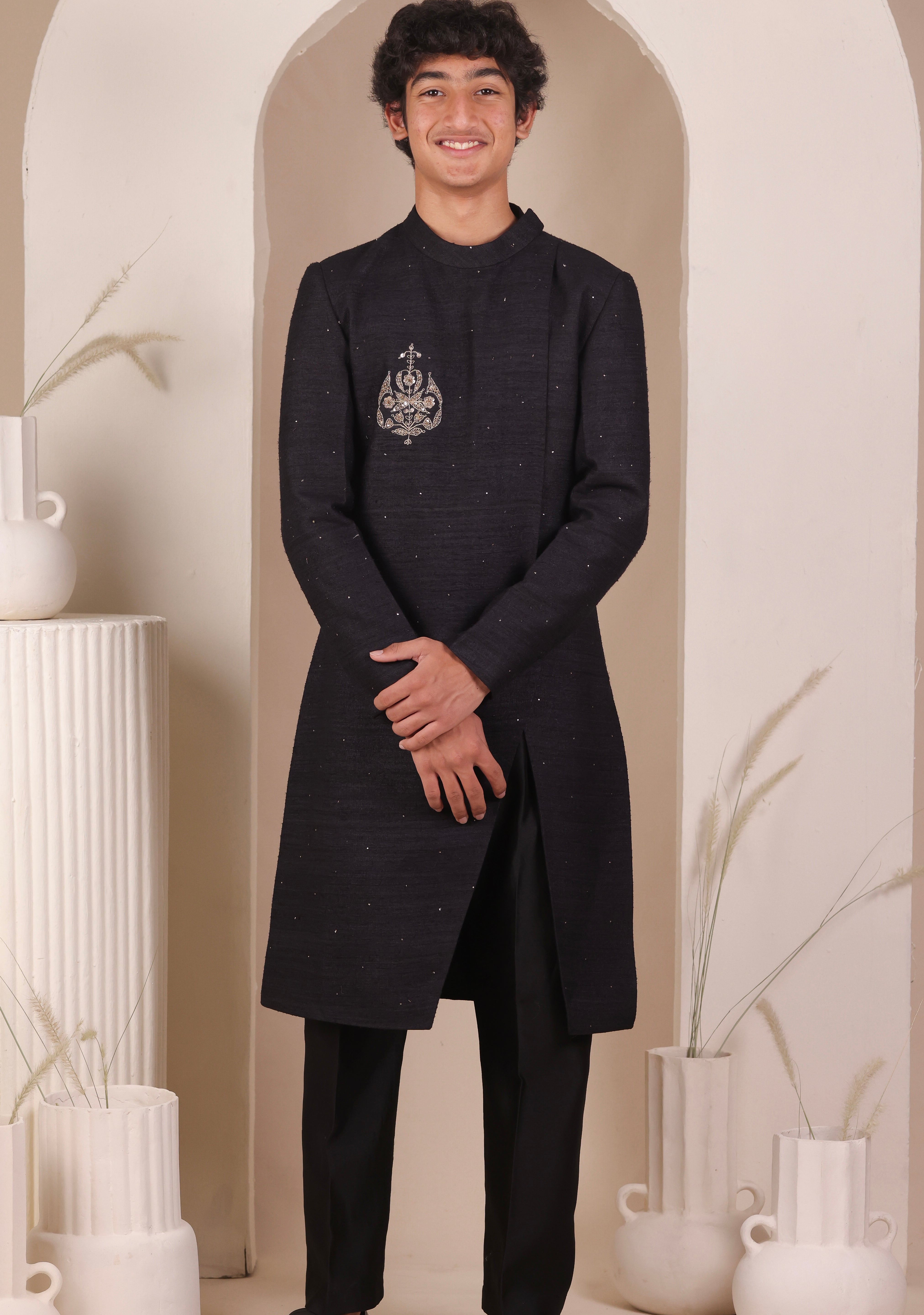 Shadow Slit Achkan Set