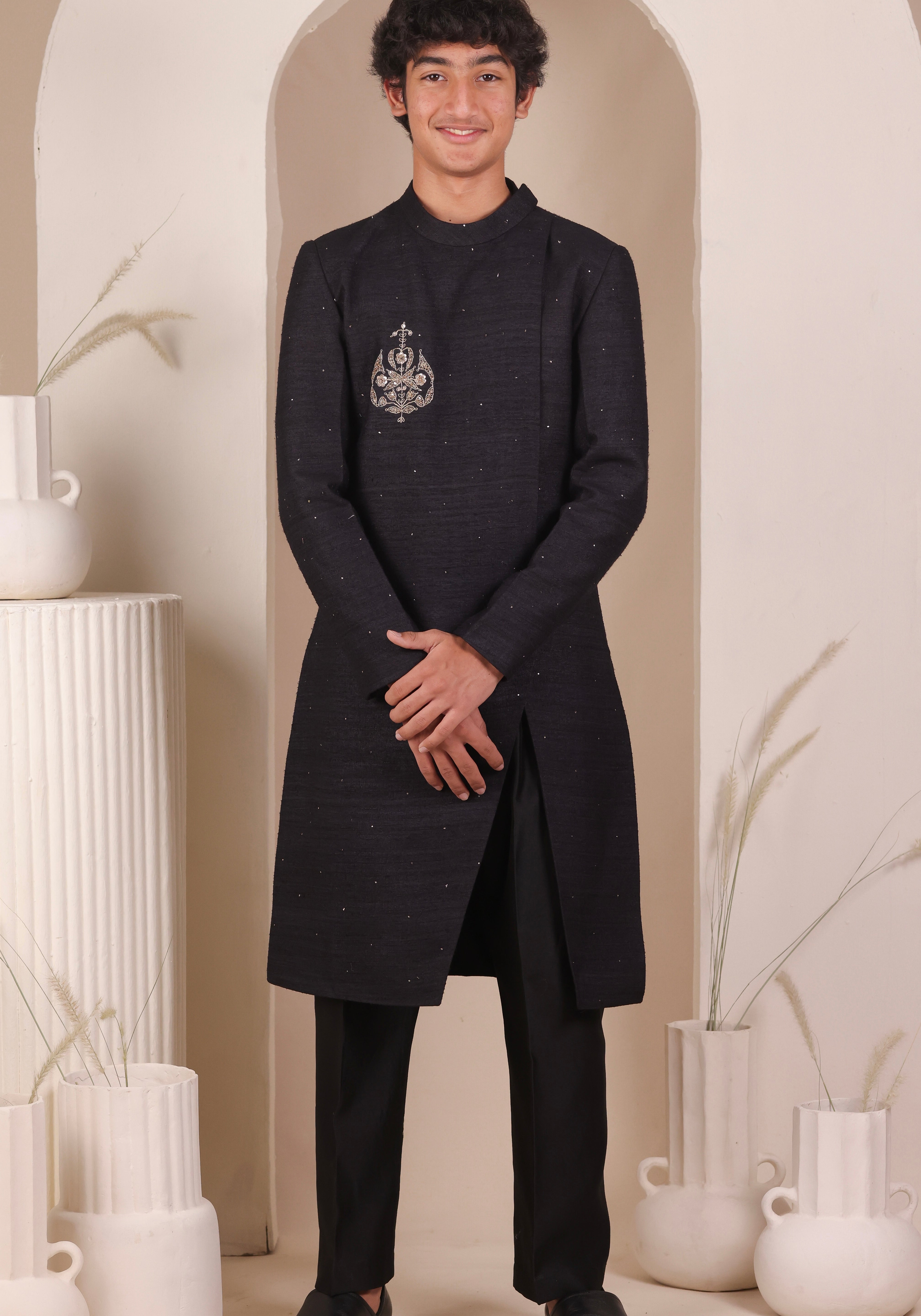 Shadow Slit Achkan Set
