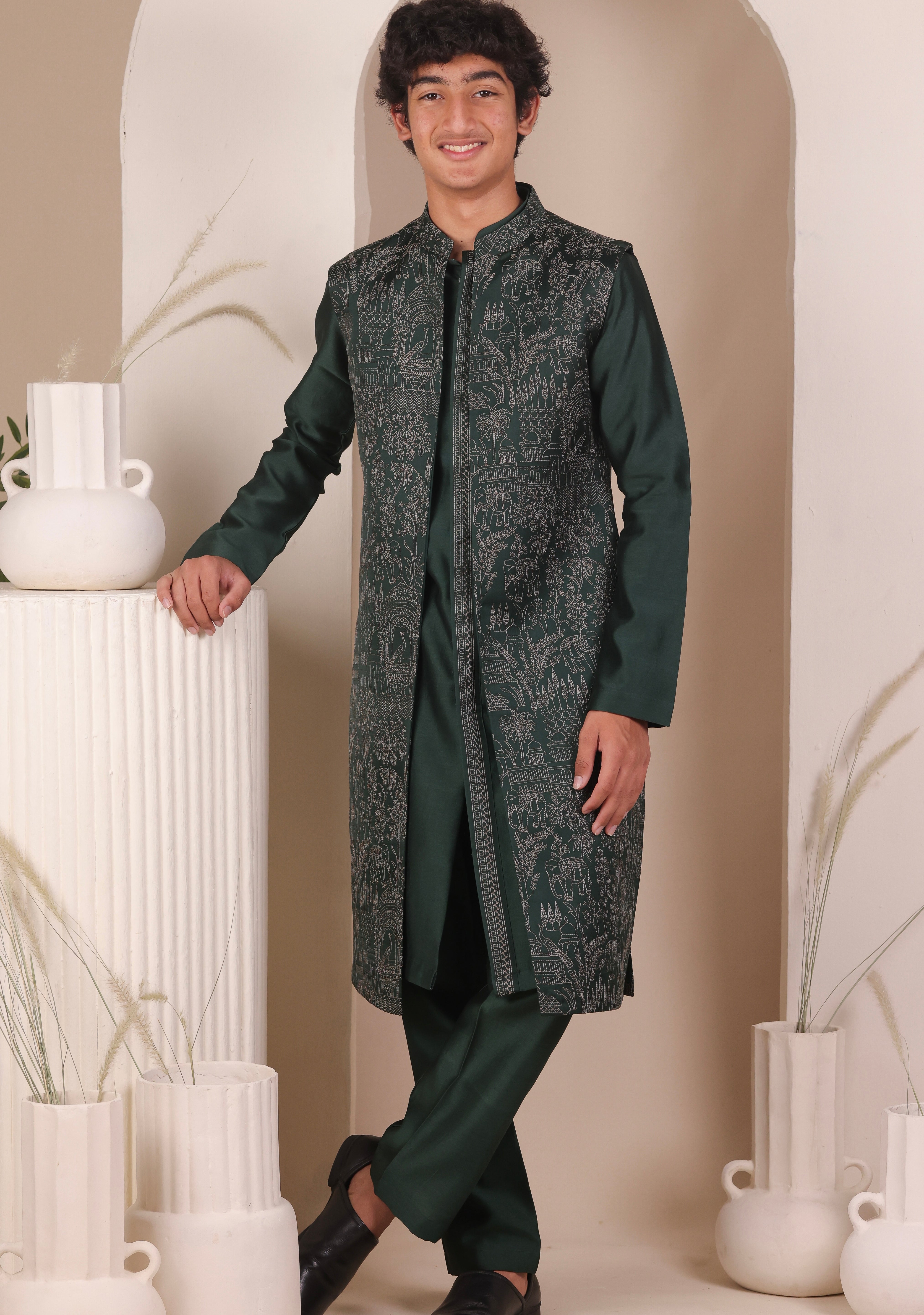 Bottle Green Jacket Set