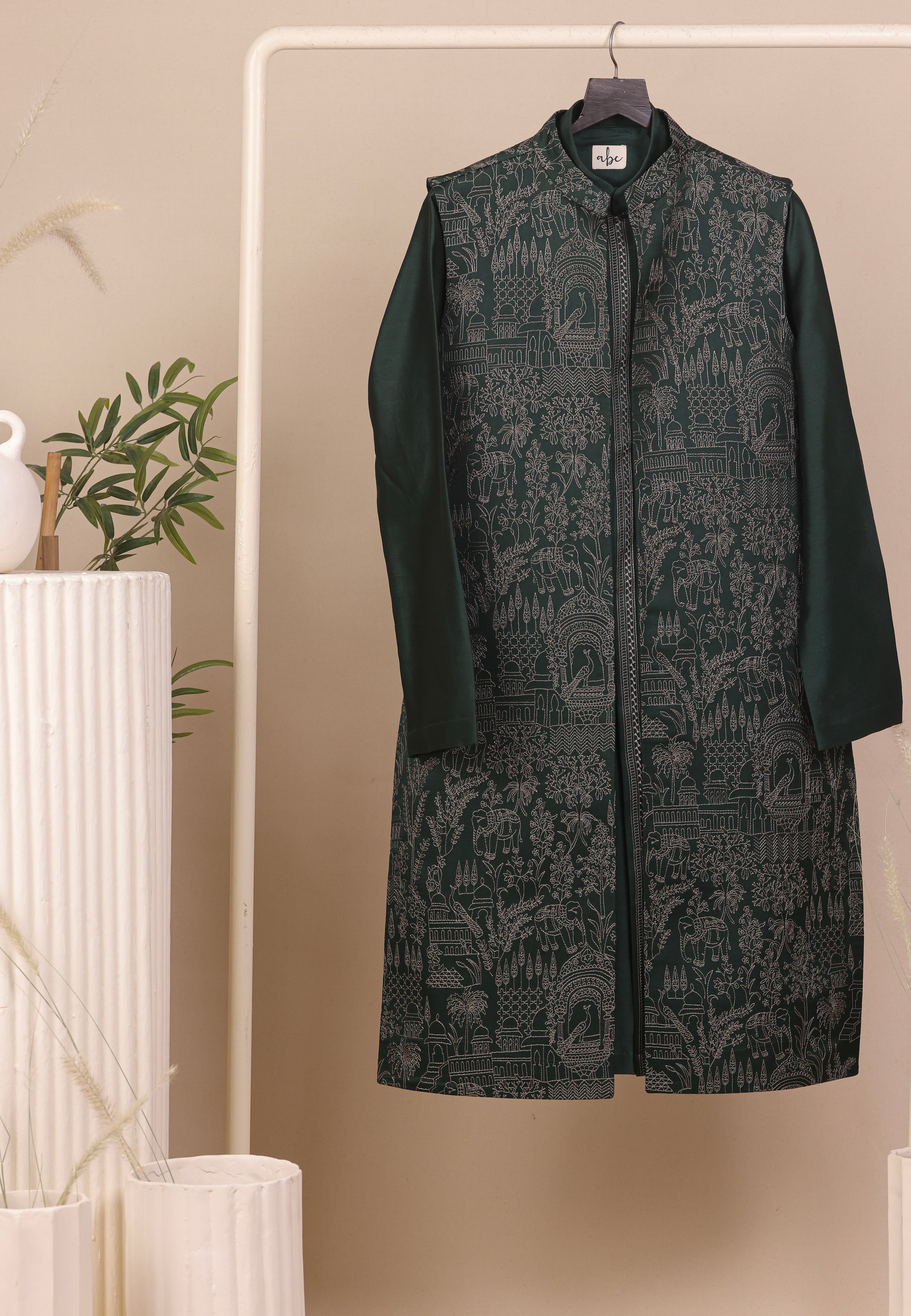 Bottle Green Jacket Set