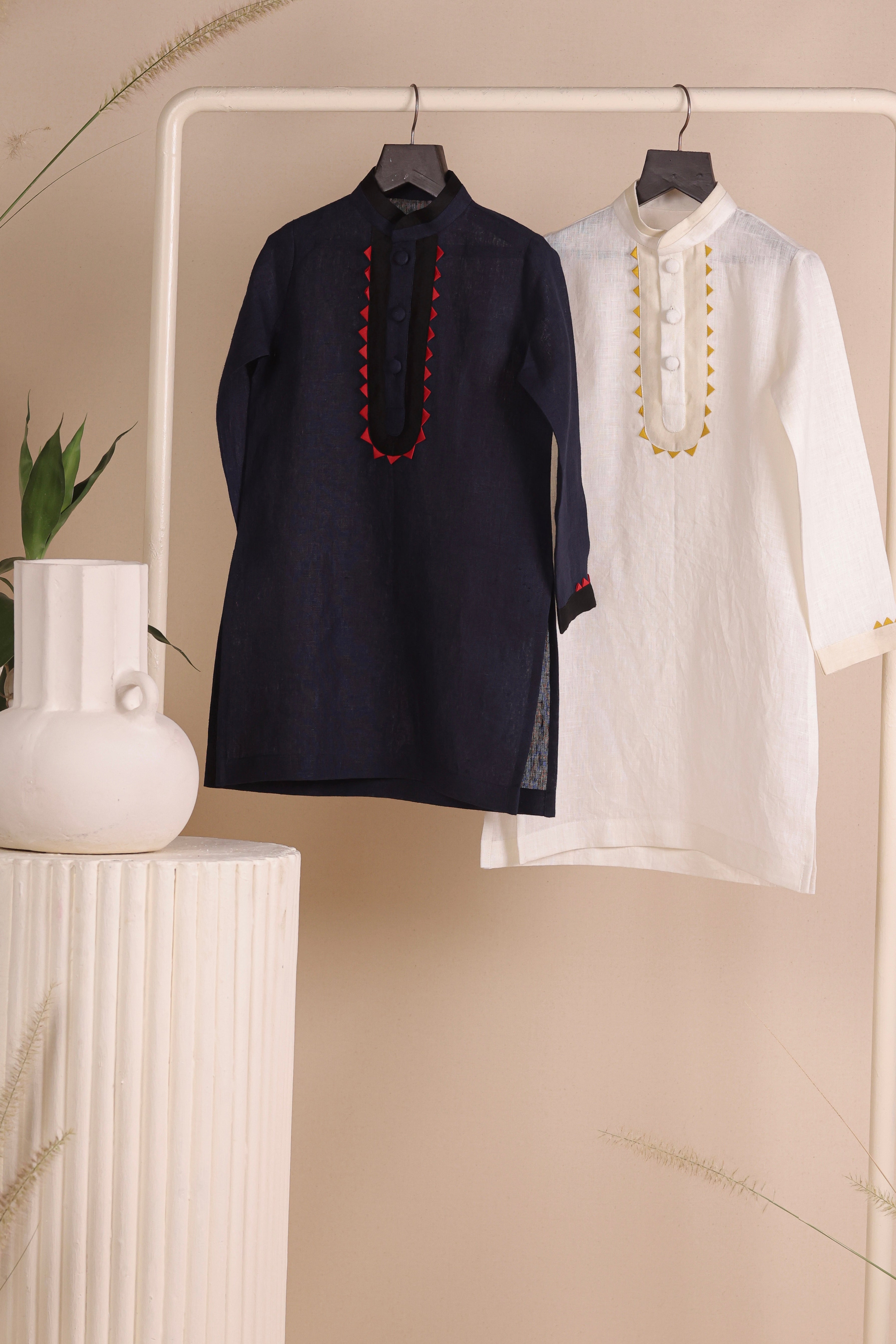 Safed Rekha Kurta Set