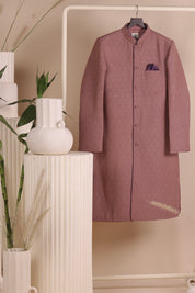 Old Rose Moonga Achkan Set