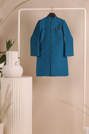 Turquoise Moonga Achkan Set