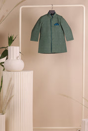 Dull Green Moonga Achkan Set