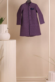 Purple Moonga Achkan Set