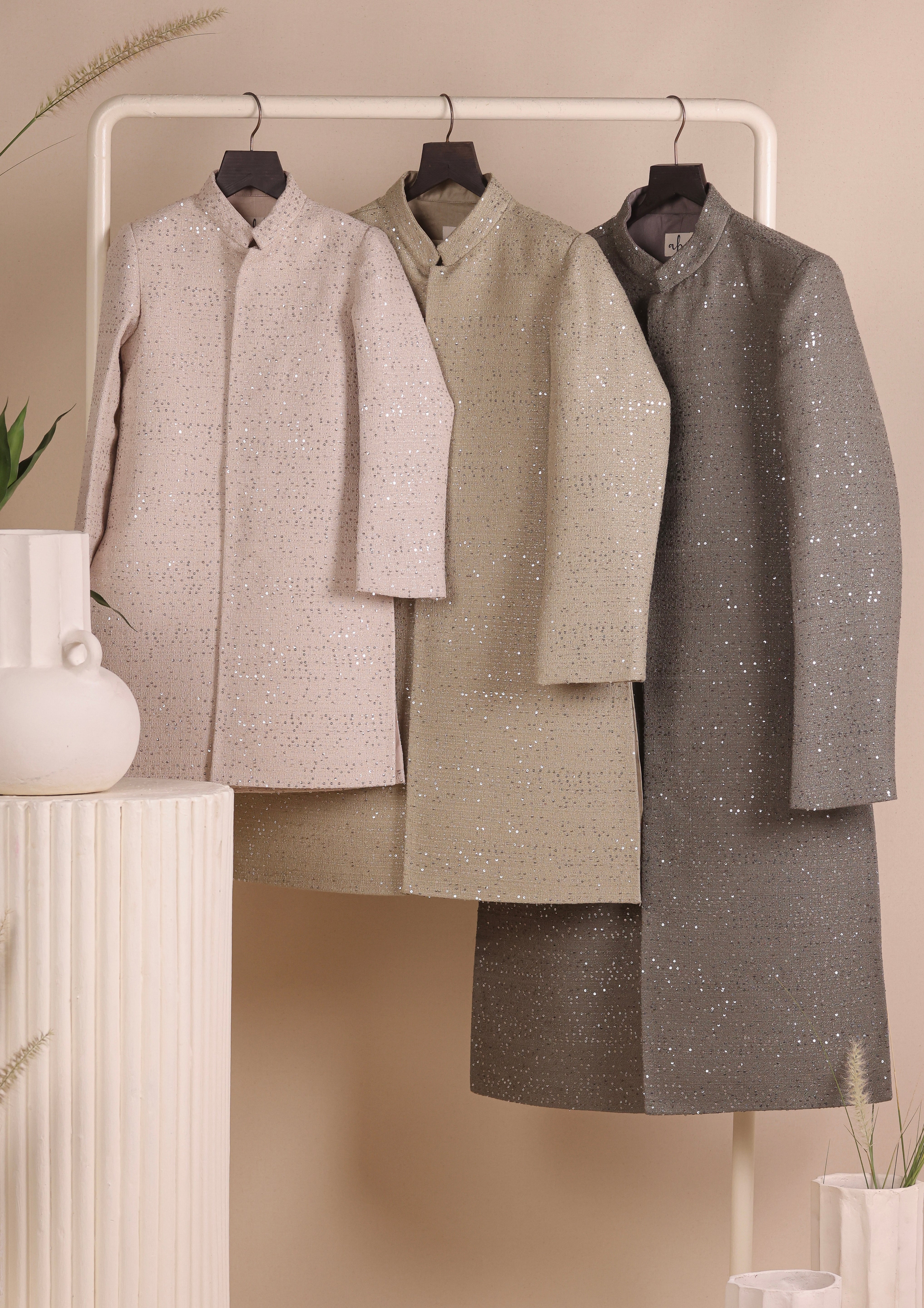 Olive Dust Achkan Set