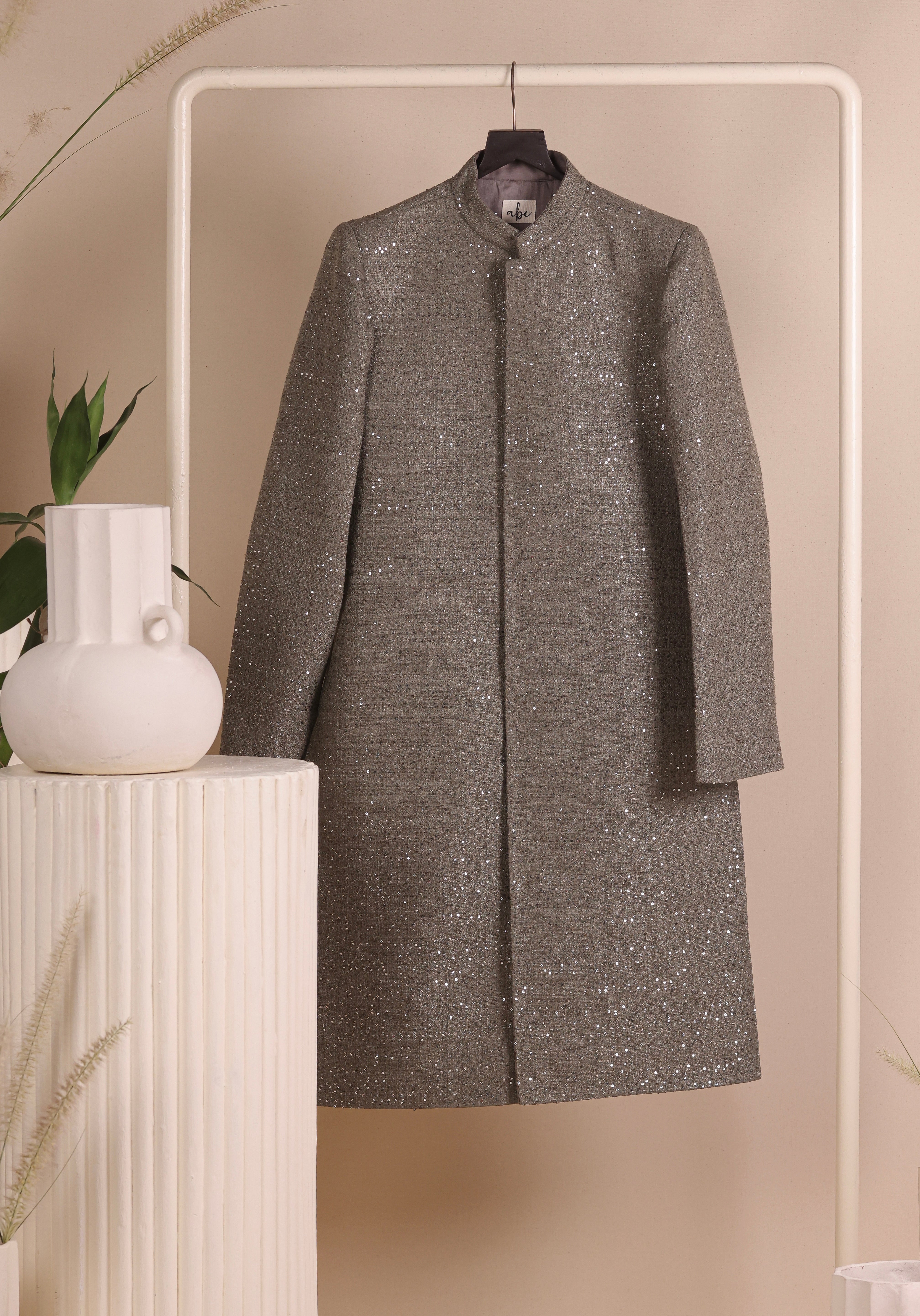 Olive Dust Achkan Set
