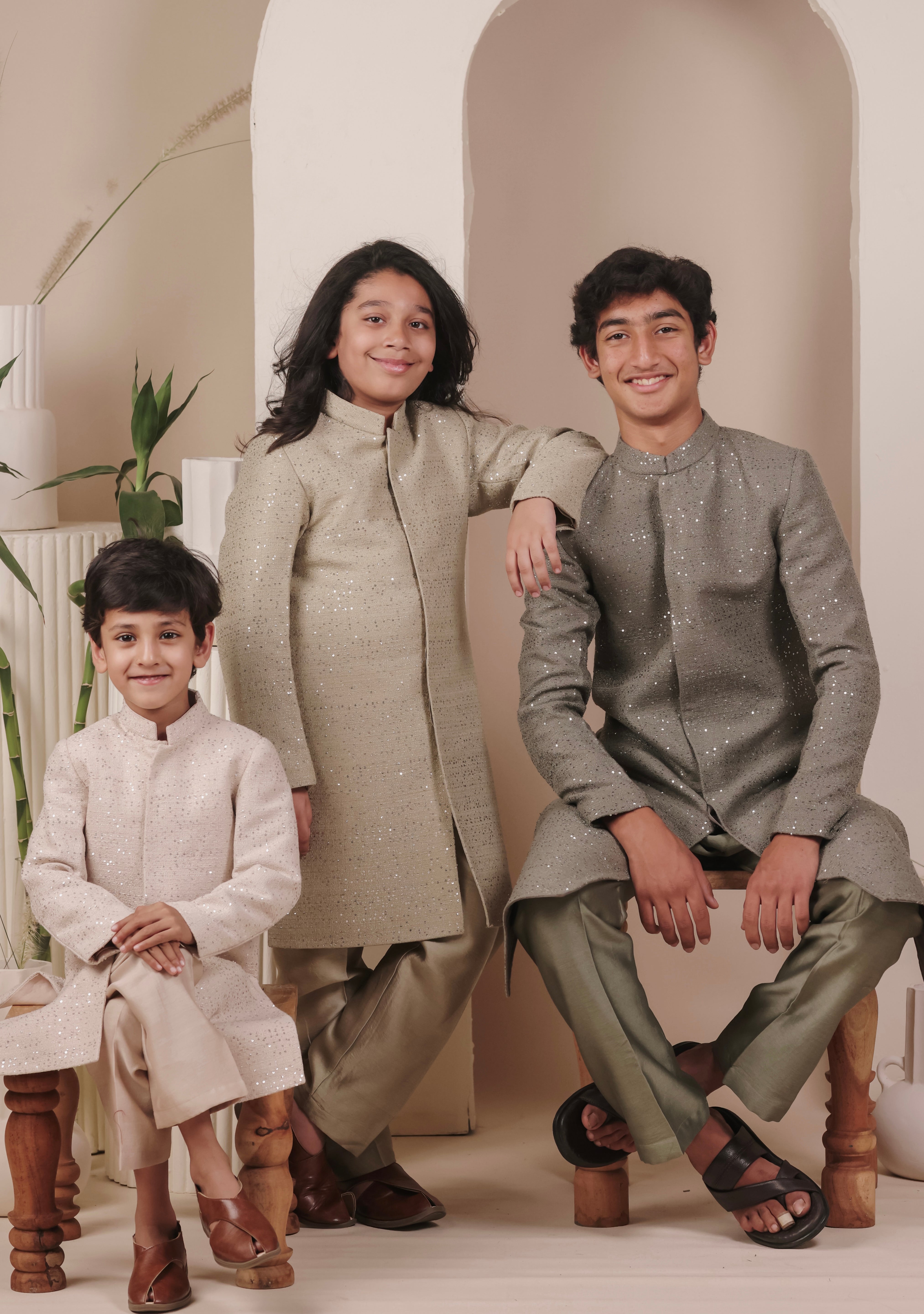 Olive Dust Achkan Set