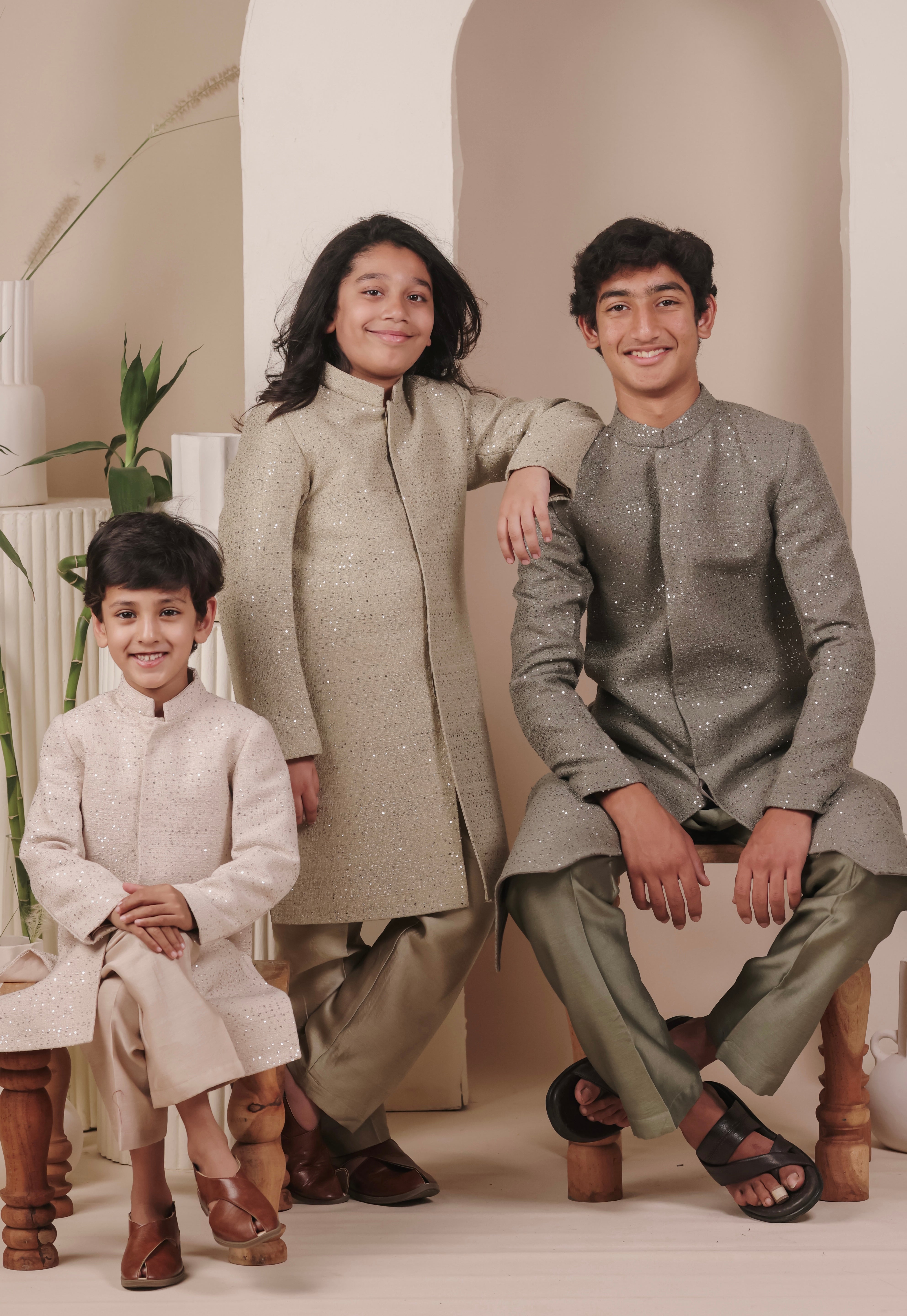 Olive Dust Achkan Set