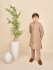 Peanut Brown Hand Embroidered Achkan Set