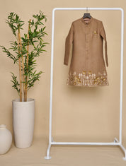 Peanut Brown Hand Embroidered Achkan Set