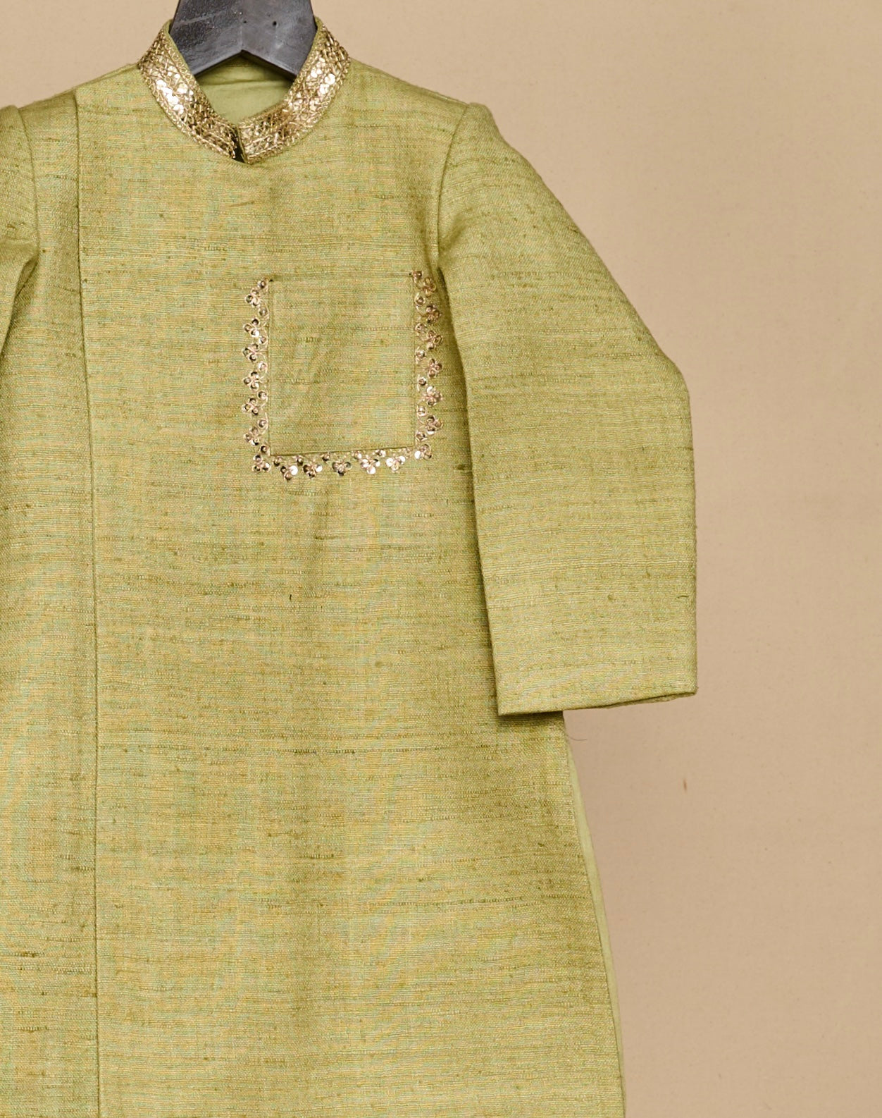Pistachio Green Double Matka Achkan Set