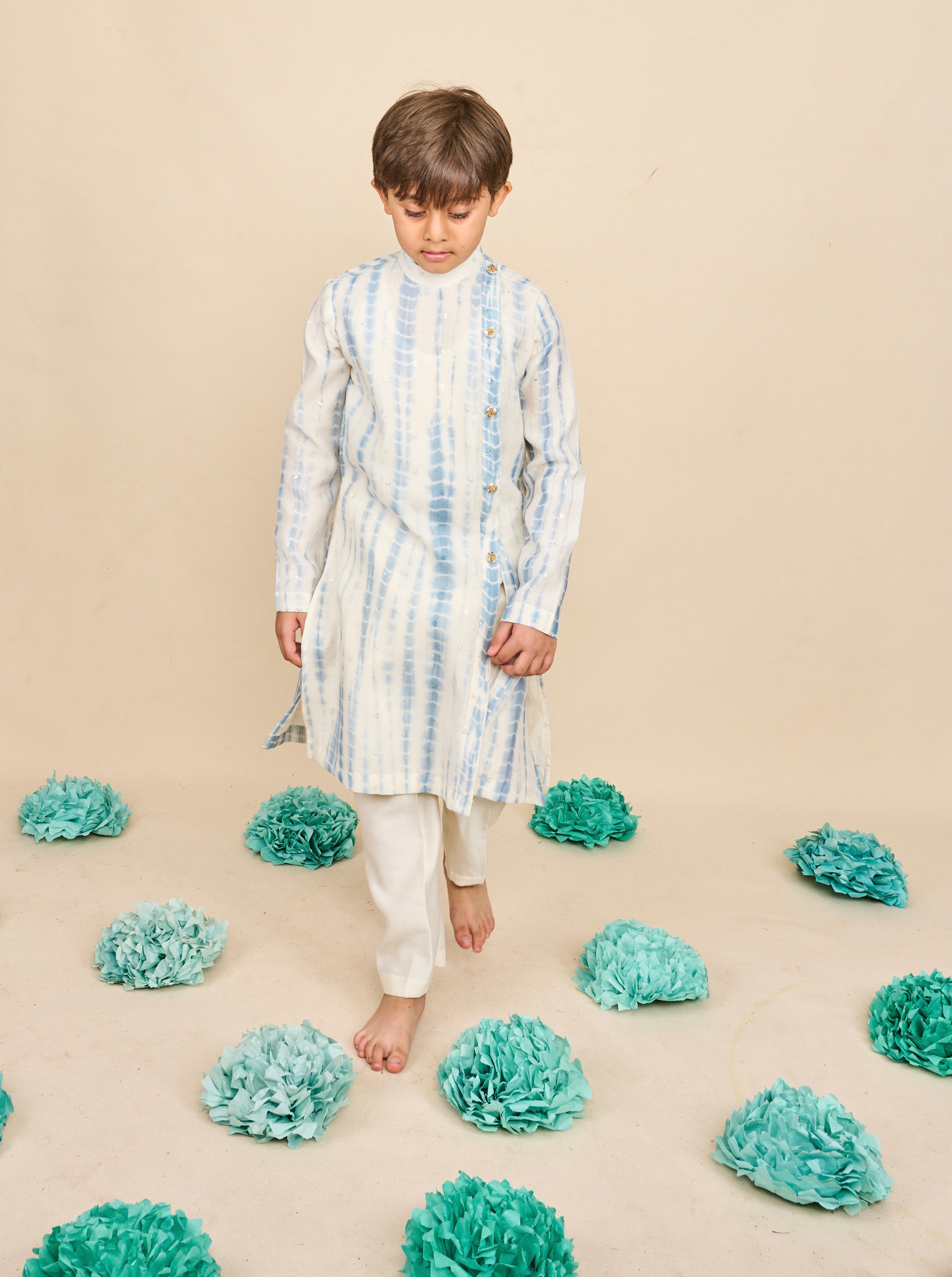 Carolina Blue Tie And Die Kurta Set