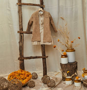 Beige Lakhnavi Open Achkan Set
