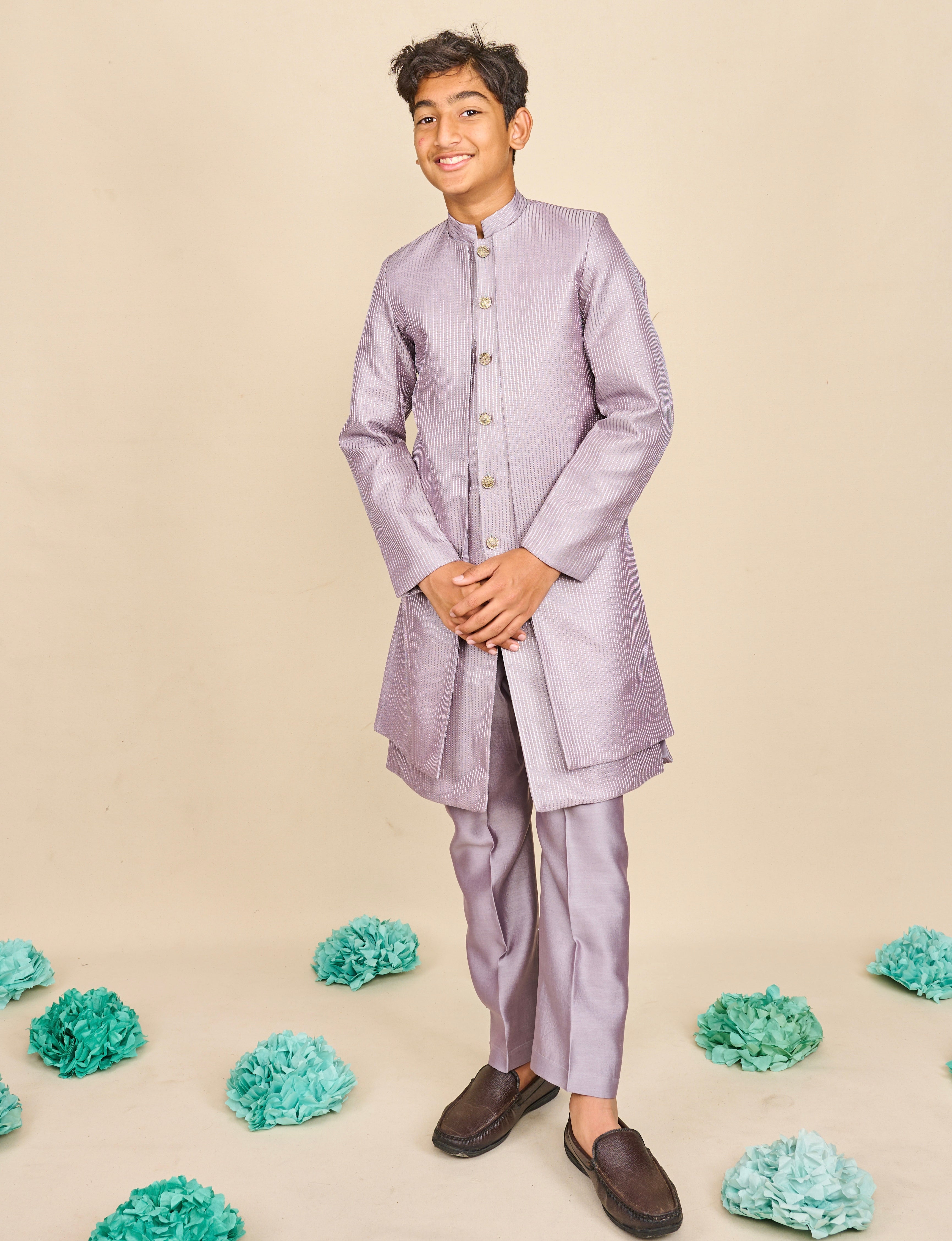 Orchid Lavender Layered Achkan Set