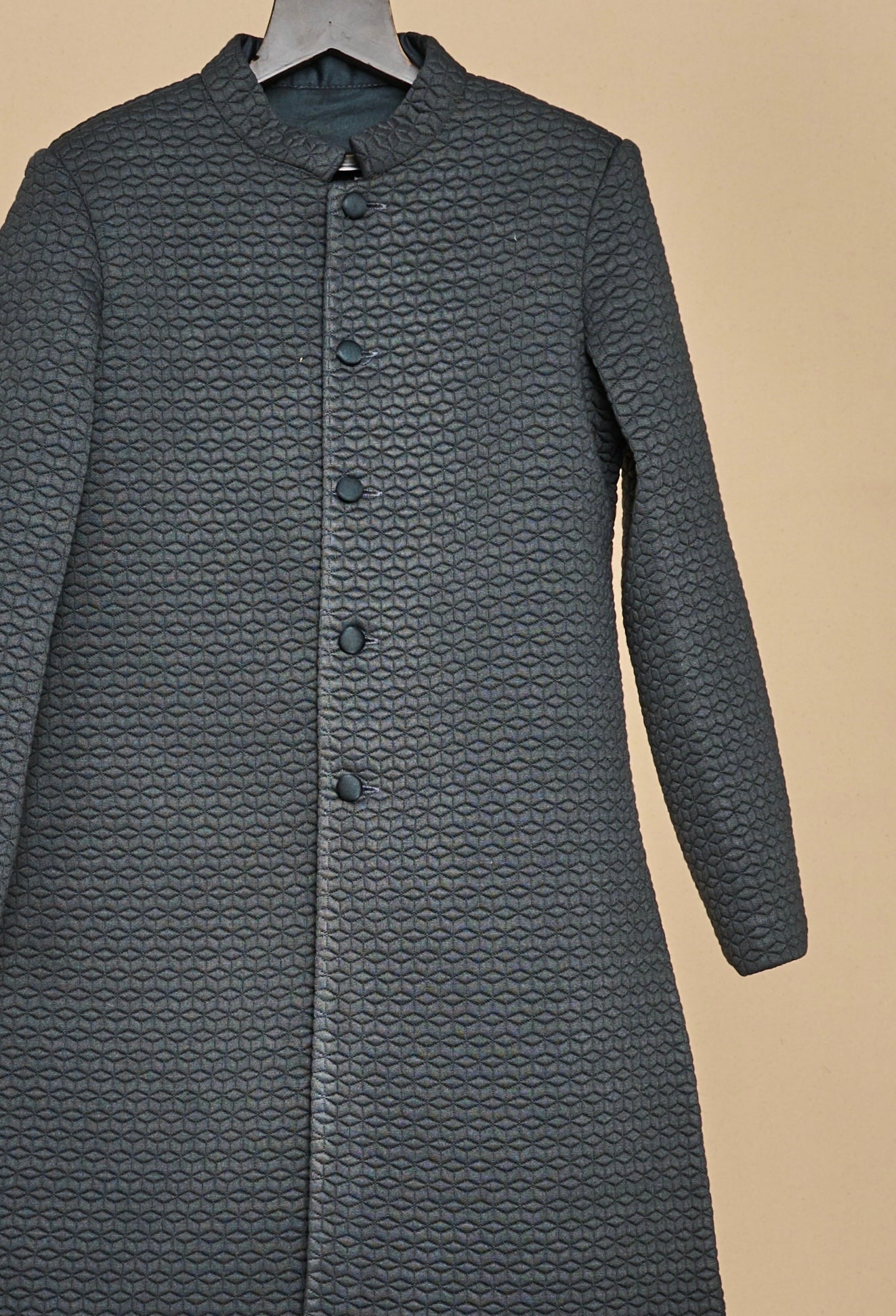 Navy Blue Quilted Achkan Set