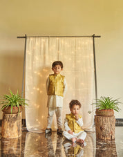 Canary Yellow Dori Work Kurta Jacket Set