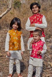 Mustard Patola Kurta Jacket Set