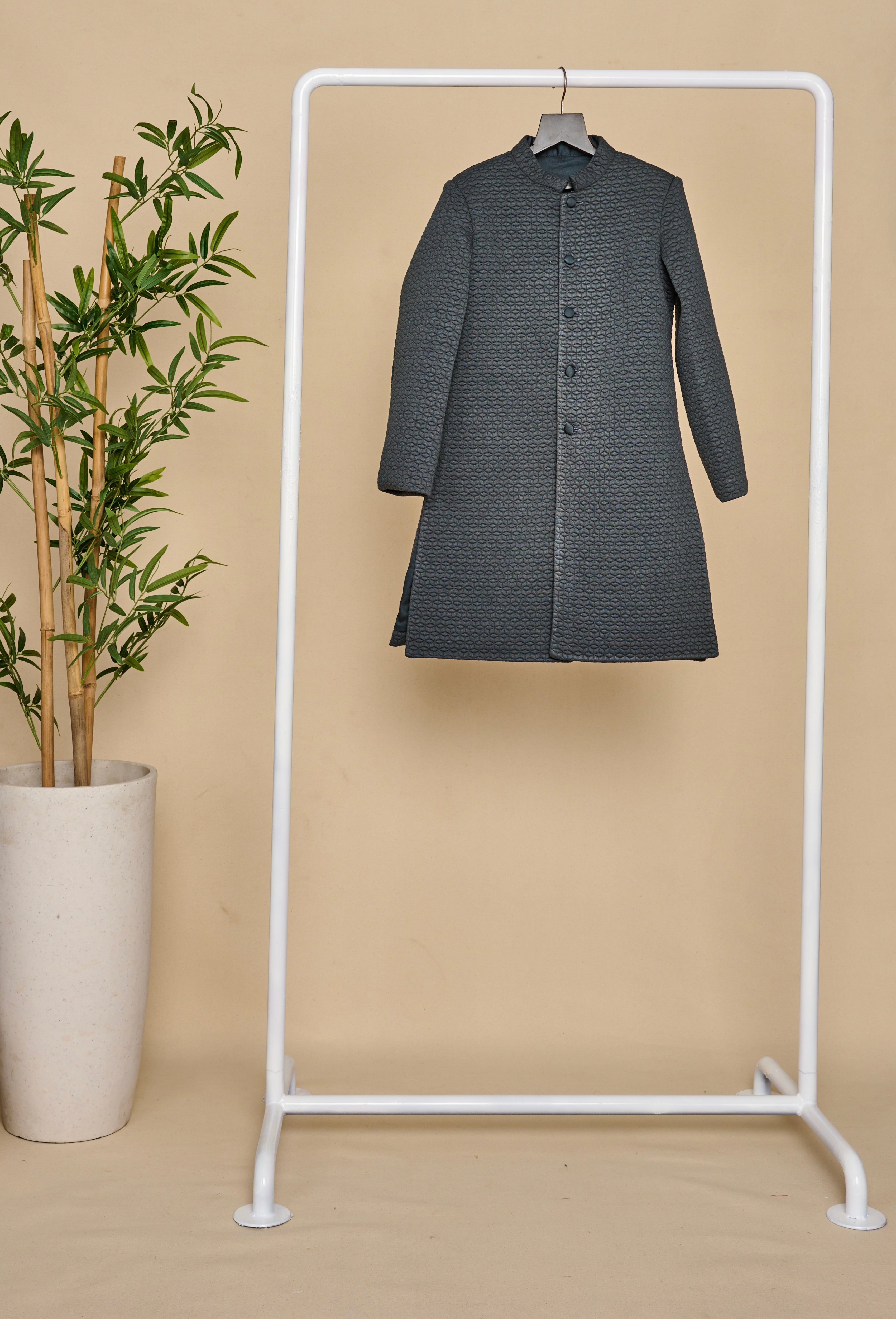 Navy Blue Quilted Achkan Set
