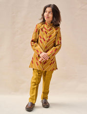 Dijon Mustard Embridered Short Achkan Set