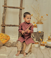 Wine Lakhnavi Achkan Set