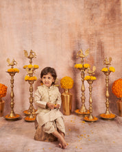 Beige Moonga Zari Kurta Dhoti Set