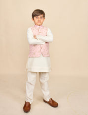 Baby Pink Zari Kurta Jacket Set