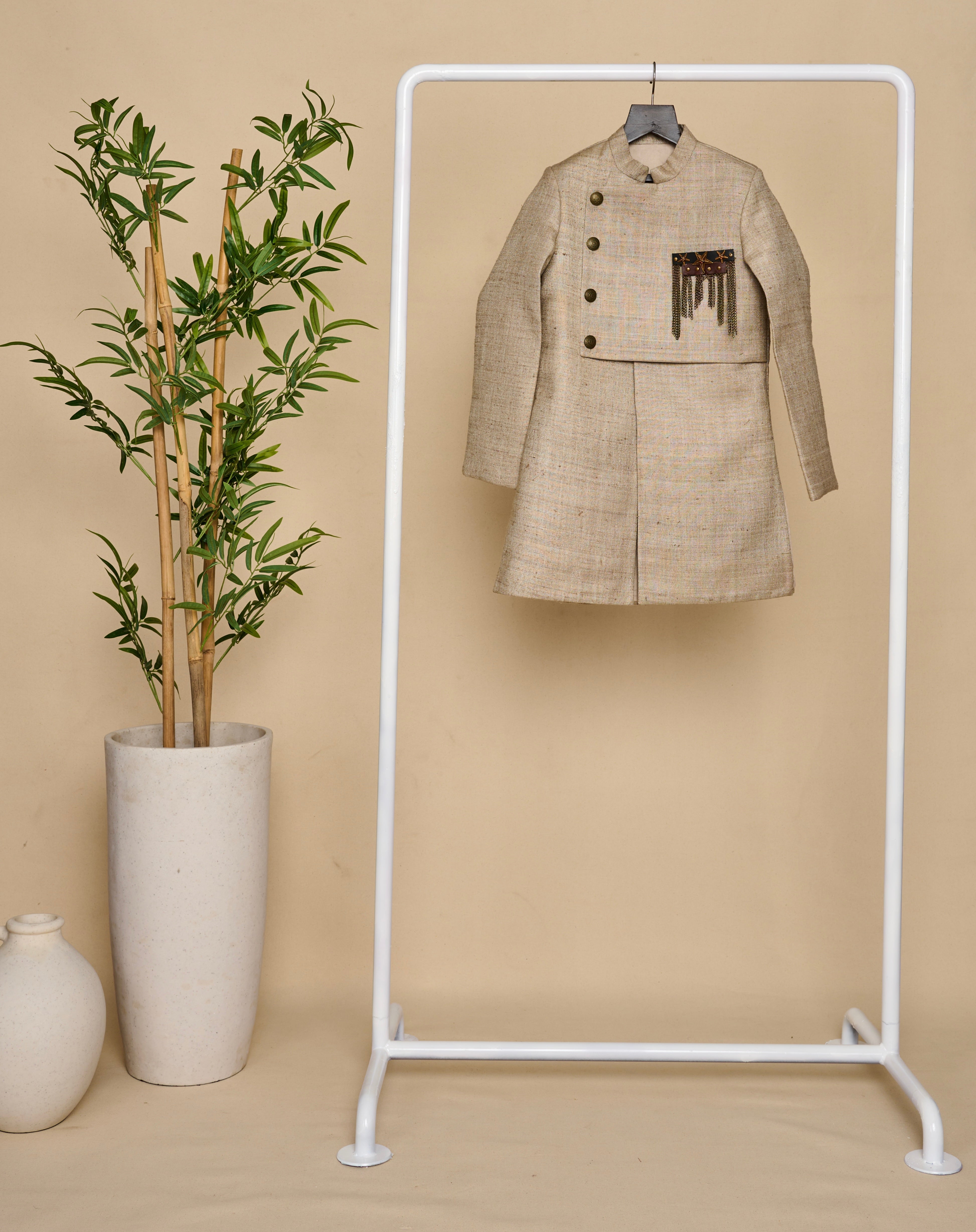 Cloudy Grey Layered Achkan Set