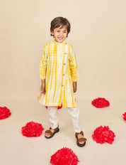 Canary Yellow Tie And Die Kurta Set