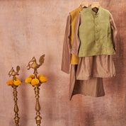 Mustard Thread Embroidered Jacket Set
