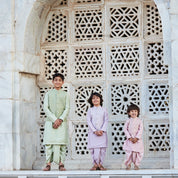 Baby Pink Maheshwari Kurta Dhoti Set