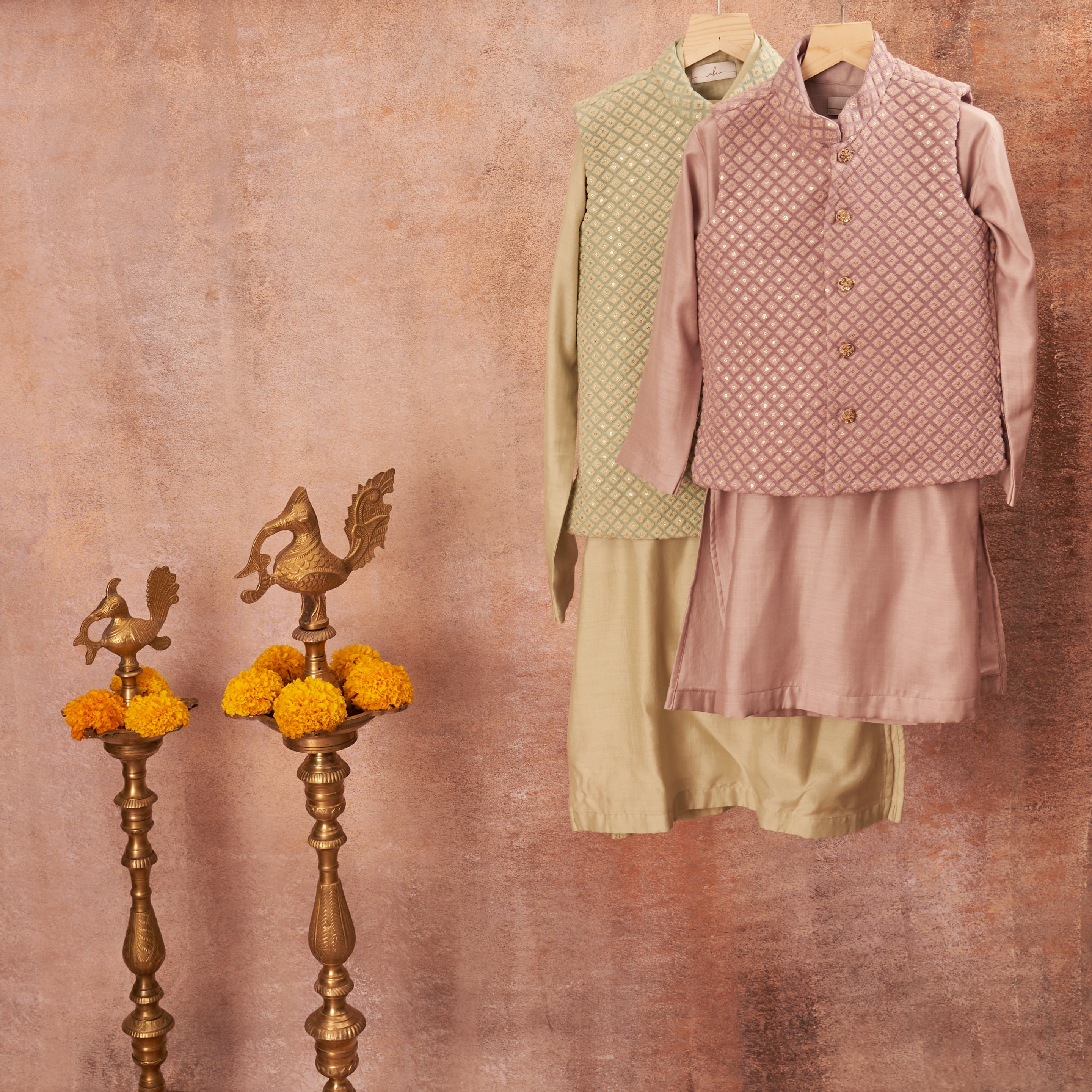 Lavender Lakhnawi Jacket Set