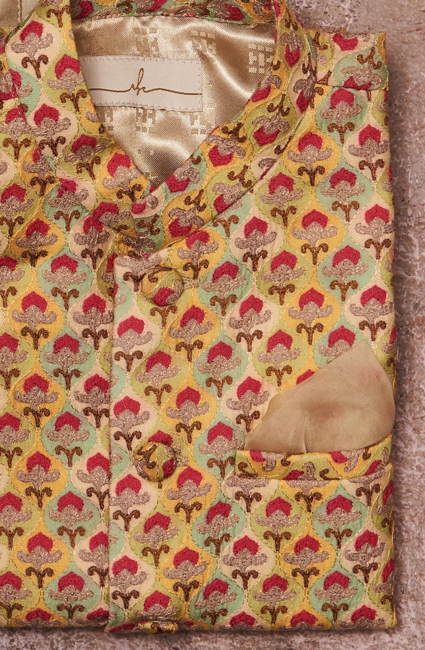 Multicolour Moonga Kurta Jacket Set
