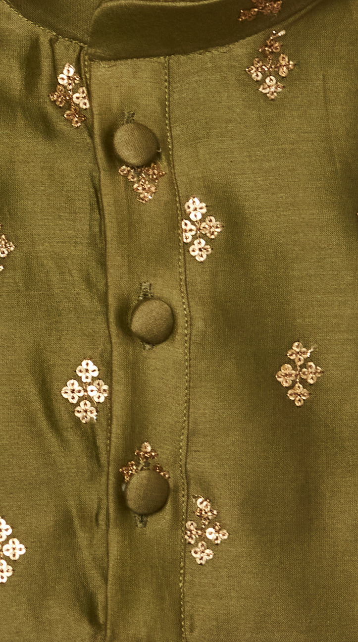 Green Chanderi Kurta Set
