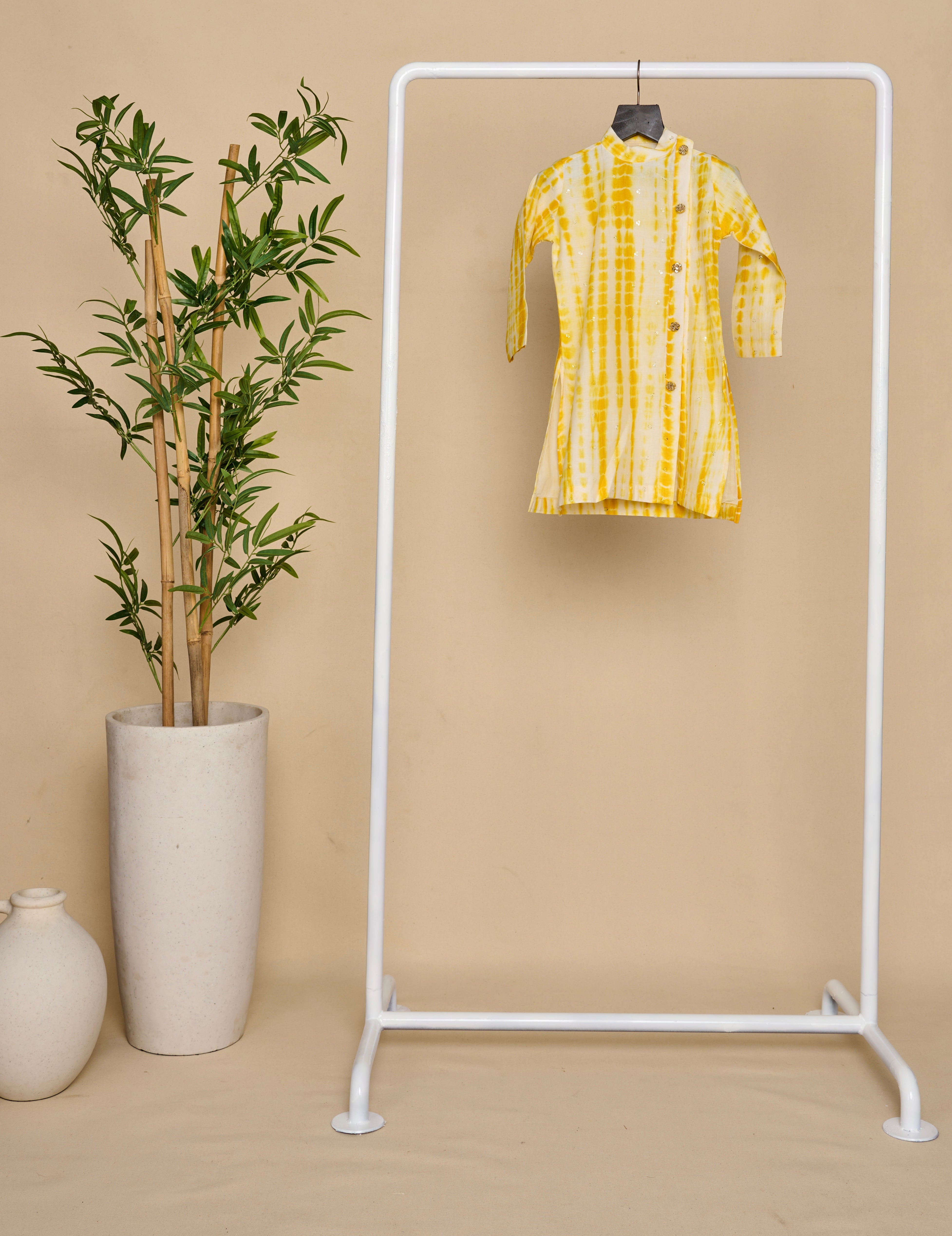 Canary Yellow Tie And Die Kurta Set